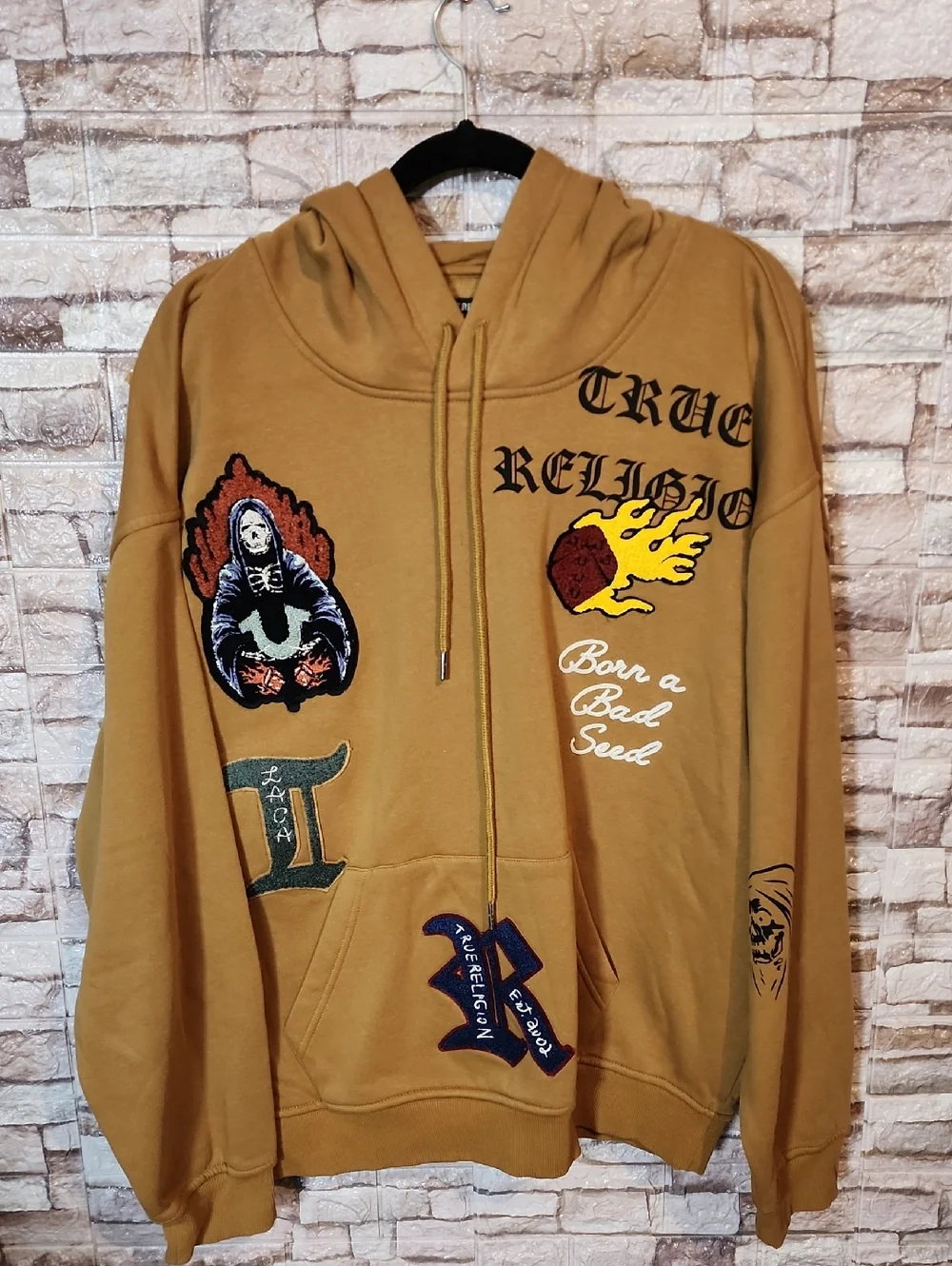 True Religion Brown Multi-patch Hoodie